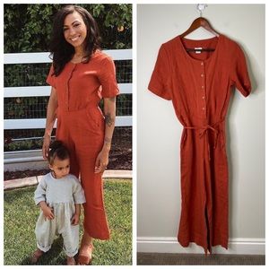 Fin & Vince Tie Waist Linen Jumpsuit